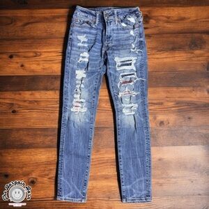 American Eagle Men’s AirFlex Athletic Skinny Distressed Jeans Medium Wash 26x30